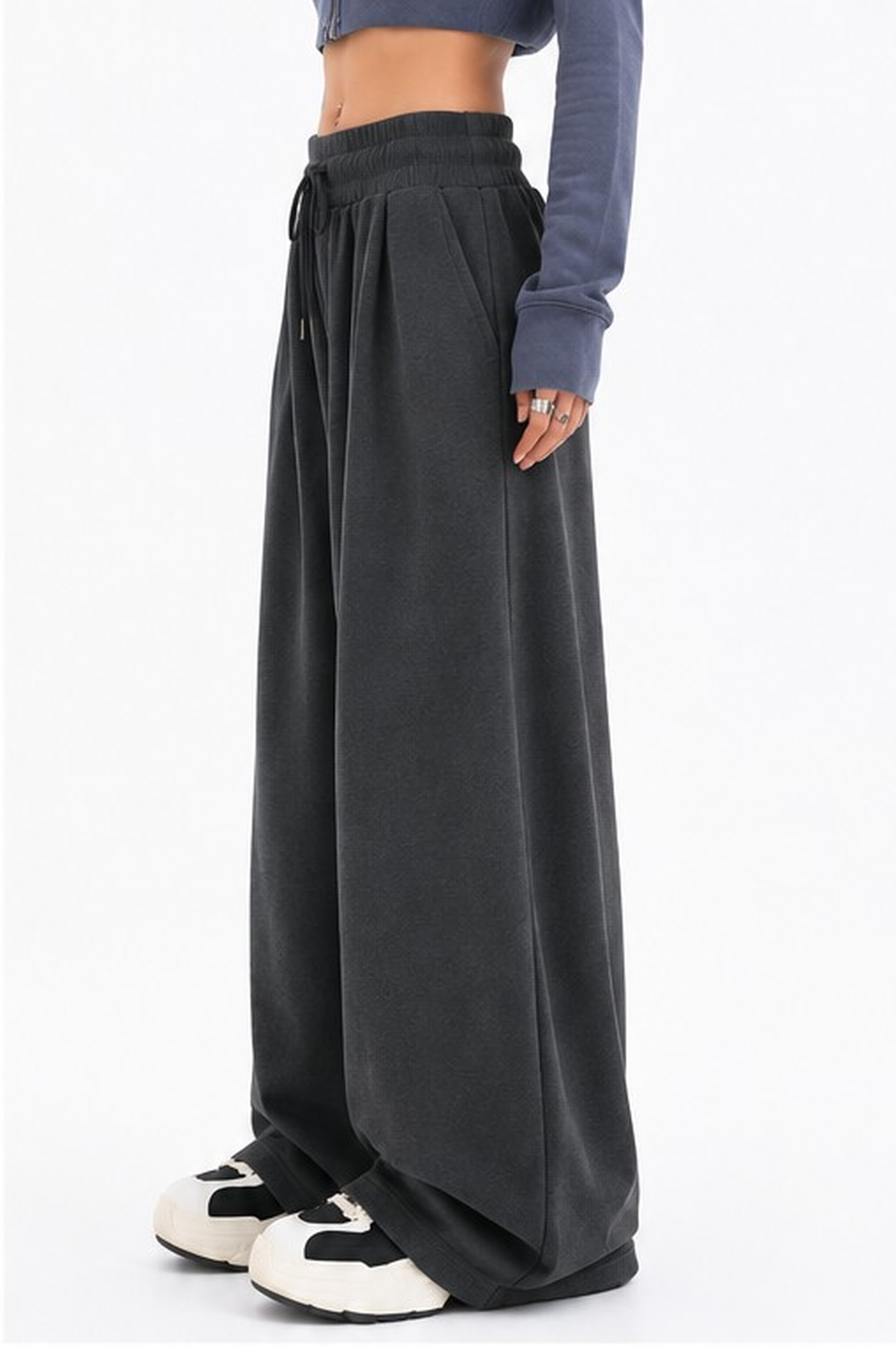 ⚡️(Fast Delivery) High-Waist Oversized Wide-Leg Pants (Dark Grey)
