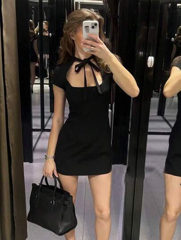 Tie-Neck Mini Dress