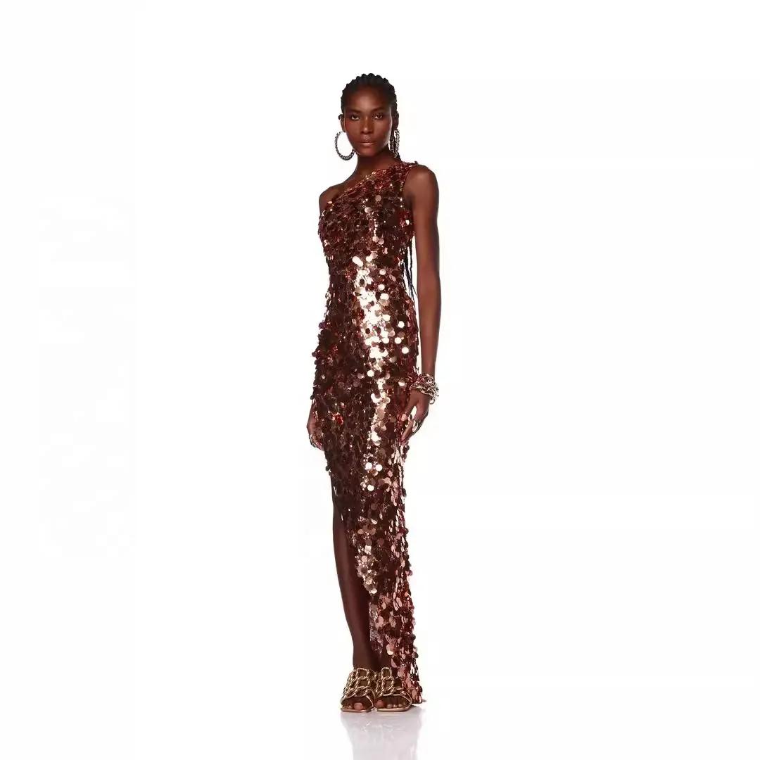 Bronzed Glow Sequin Gown