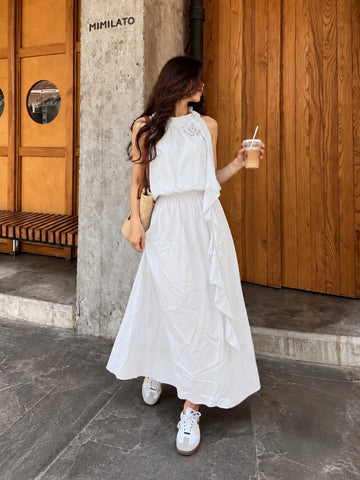 ⚡️(Fast Delivery) Rosette Scarf Top & Maxi Skirt Set