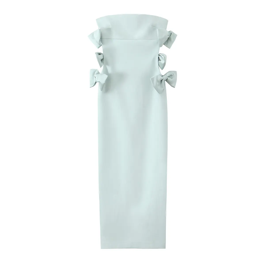 ⚡️(Fast Delivery) Mint Strapless Bow-Side Midi Dress