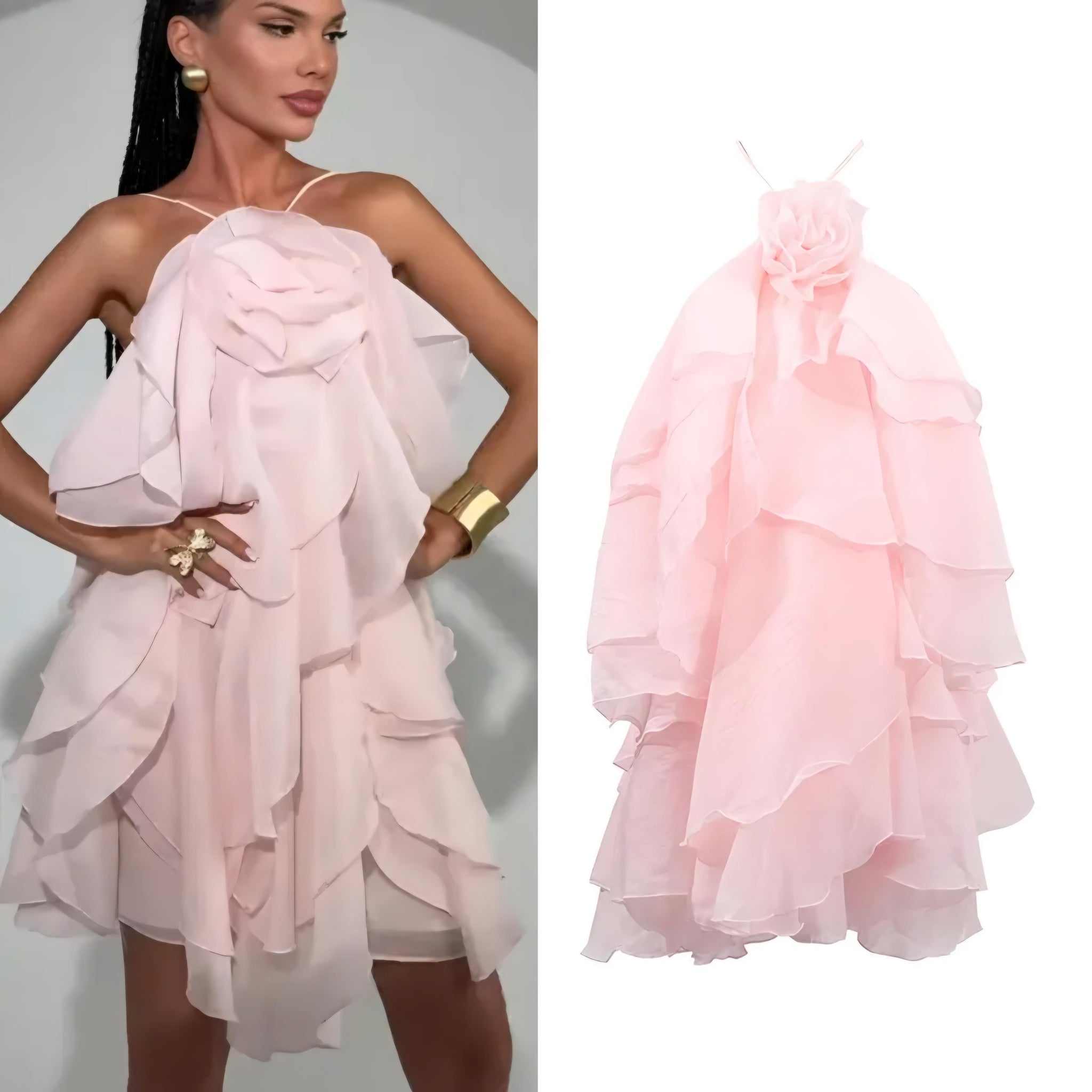 ⚡️(Fast Delivery) Blush Bloom Tiered Mini Dress