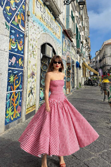 Riviera Gingham Midi Dress