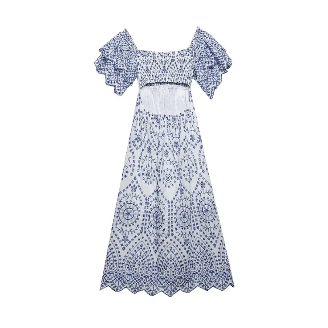 ⚡️(Fast Delivery) Porcelain Print Cut-Out Midi Dress