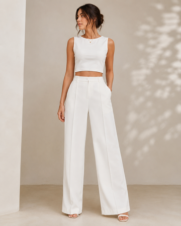⚡️(Fast Delivery) Polka Muse Wide-Leg Trousers with Detachable Scarf