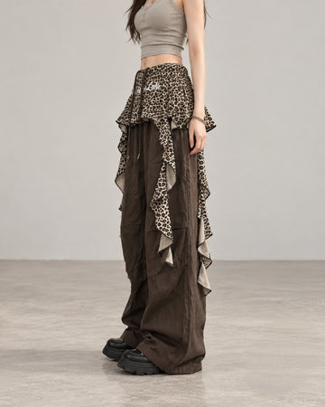 ⚡️(Fast Delivery)Leopard Ruffle Layered Baggy Pants