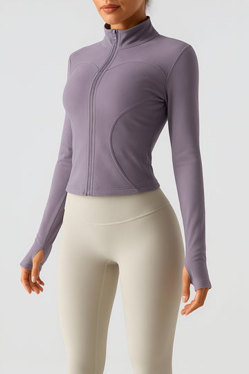 ⚡️(Fast Delivery) Sleek Curve Contour Zip Jacket – Lilac Charm