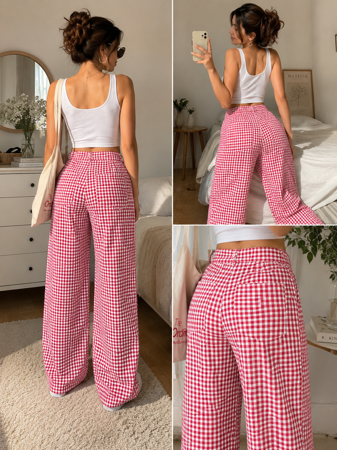⚡️(Fast Delivery)Picnic Check Wide-Leg Pants