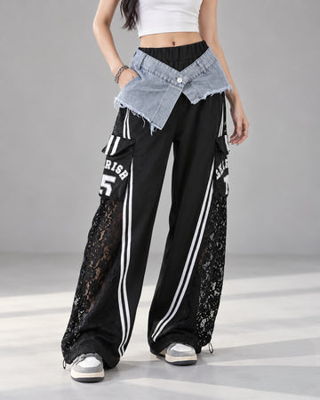⚡️(Fast Delivery) Denim Layered Lace Streetwear Pants