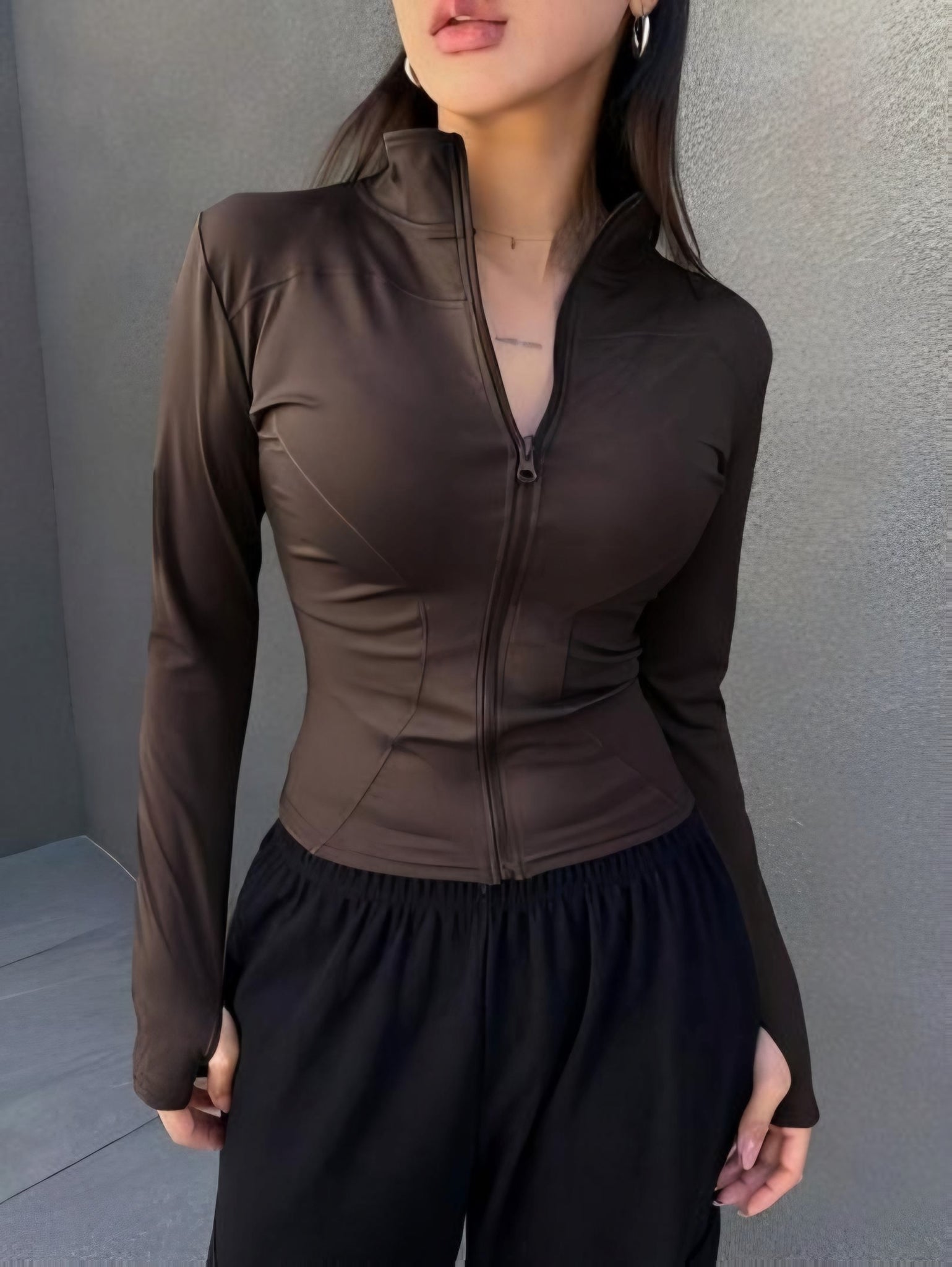 ⚡️Premium Dry-Fit Yoga Jacket- Brown-⚡️Fast Delivery