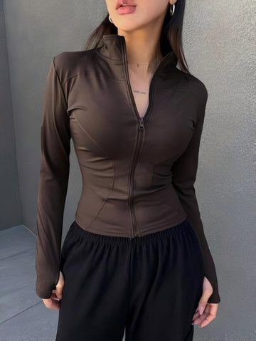 ⚡️Premium Dry-Fit Yoga Jacket- Brown-⚡️Fast Delivery