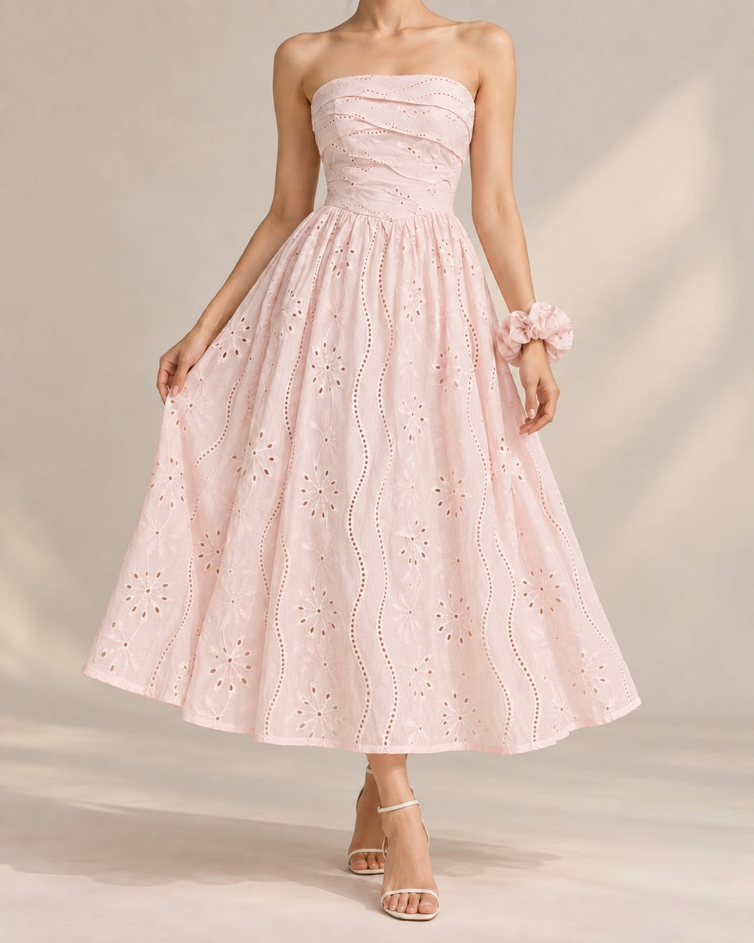 ⚡️(Fast Delivery) Strapless Summer Midi Dress With Matching Scrunchie