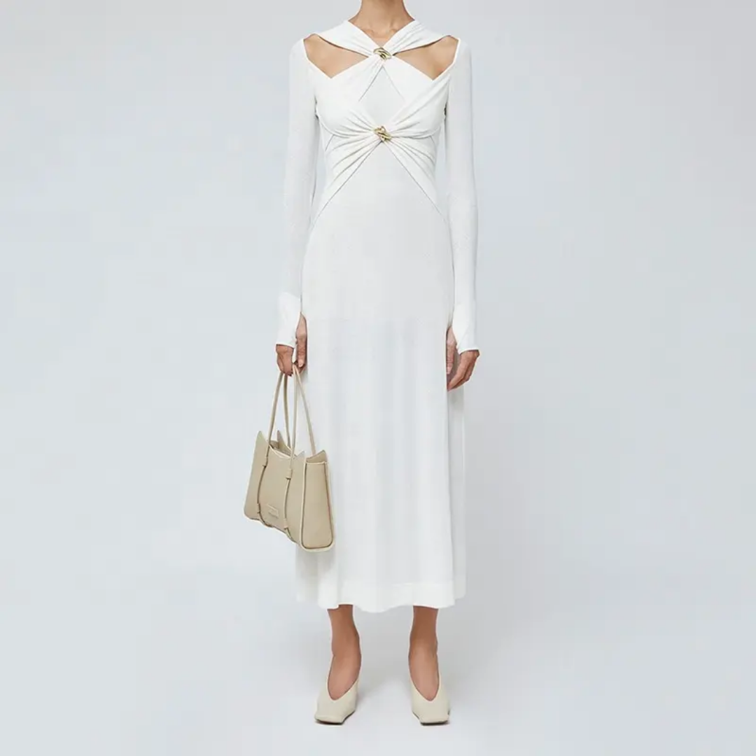 White Sculpt Luxe Cutout Dress