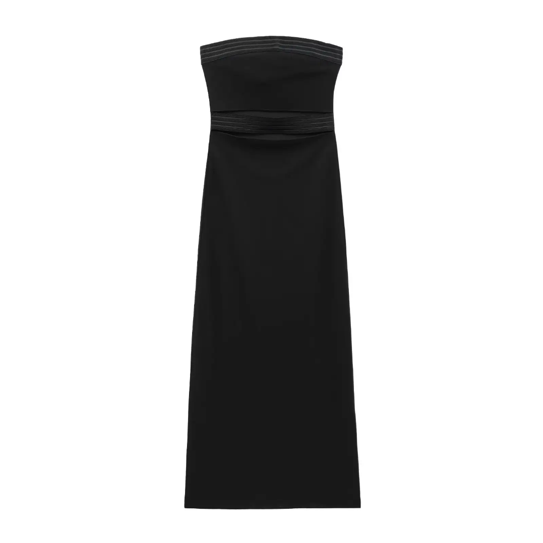 ⚡️(Fast Delivery) Black Strapless Cut-Out Maxi Dress