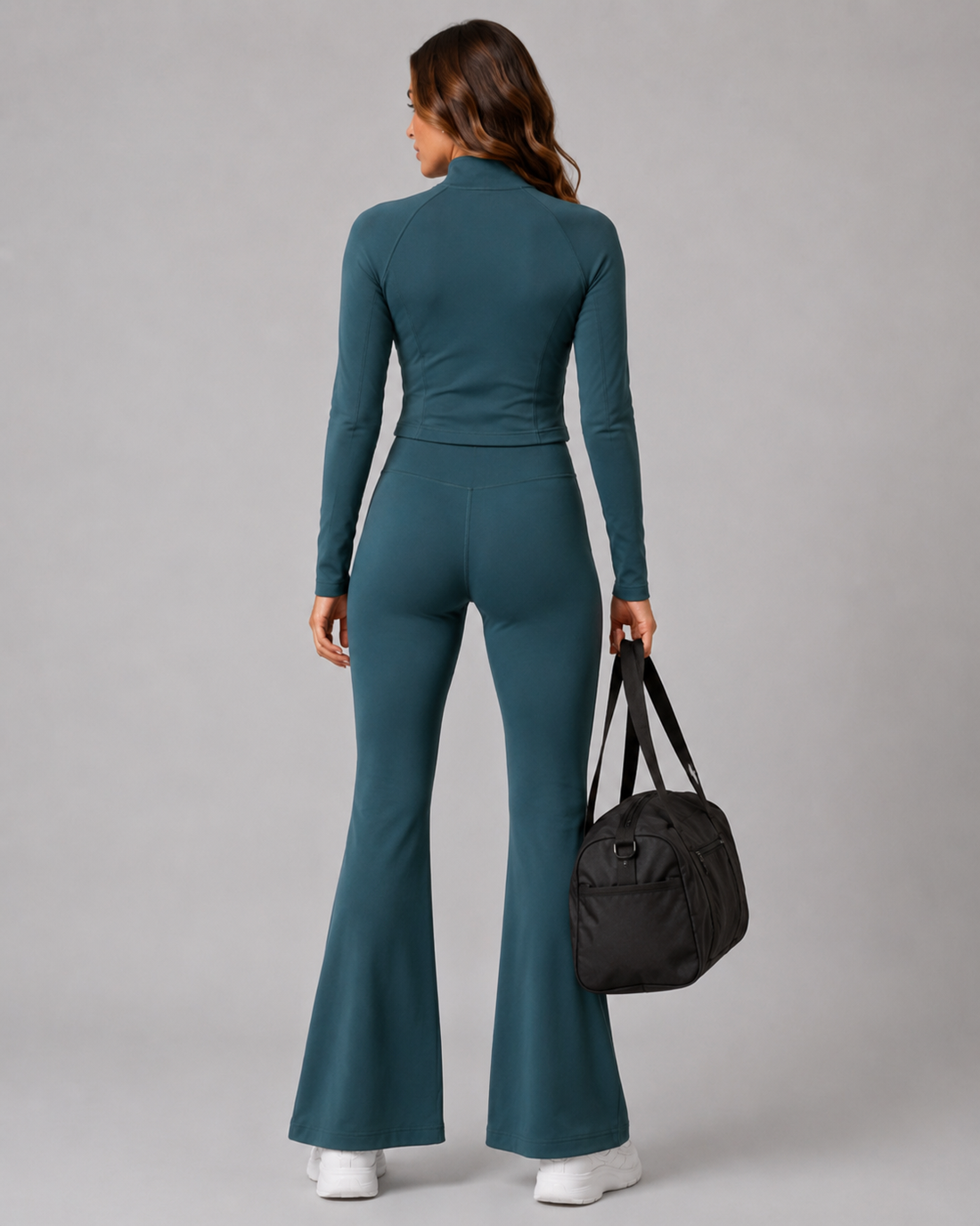 ⚡️(Fast Delivery)Power Sculpt Jacket & Flared Leggings Set - Dark Green