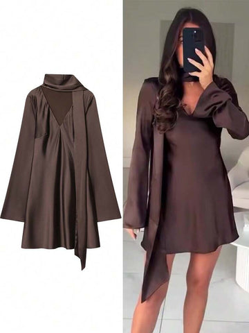 ⚡️(Fast Delivery) Scarf Neck Flare Mini Dress